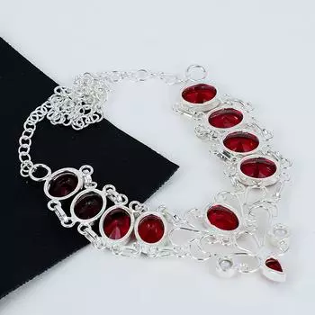 Красный гранат, Ювелирное колье из перламутра, Ожерелье из стерлингового серебра 925 пробы, Ювелирное колье ручной работы, Гранатовое ожерелье для мамы, Свадебные украшения 20 красный