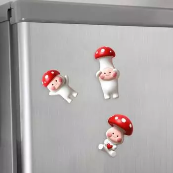 Красный гриб в форме магнита на холодильник наклейка фото стены 3D Смола магнитная съемная наклейка на холодильник Декор на холодильник