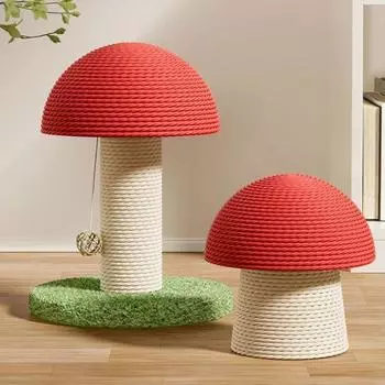 Красный грибной кошачий домик для кошек, сизаль, кошачий шест, износостойкие игрушки для кошек, антикошачьи царапающие аксессуары для дома