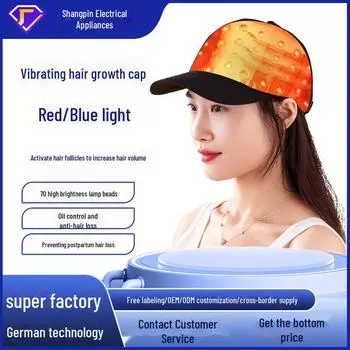 Красный и синий лазерный колпачок для роста волос против выпадения волос и ухода за фолликулами чёрный