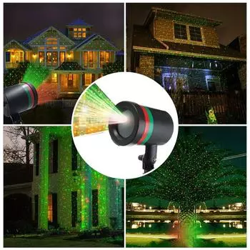 Красный и зеленый лазерный проектор, движущийся свет, полноцветная звезда, рождественская вечеринка, светодиодный сценический светильник, водонепроницаемый светильник для ландшафтного газона EU Plug