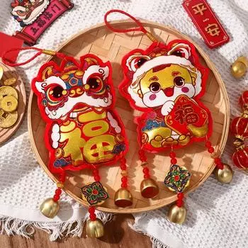 Красный китайский иероглиф Фу ветряные колокольчики традиционный подвесной кулон на удачу в год змеи с колокольчиками праздничный