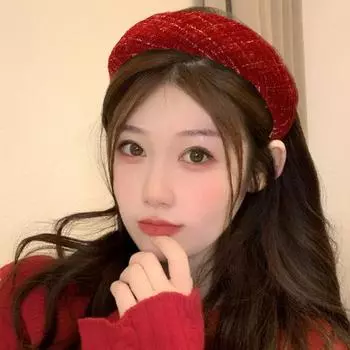 Красный клетчатый мягкий ободок для волос с искусственным жемчугом, широкий нескользящий обруч для волос для женщин на Рождество