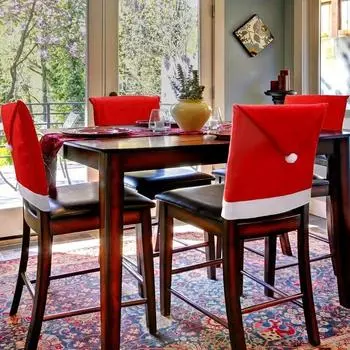 Красный колпак Санта-Клауса, чехол для обеденного стула, рождественский чехол для дома, новогодний подарок, чехол для стола, украшение на стул, рождество 60x50cm красный