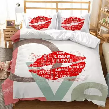 Красный комплект пододеяльников с изображением губной помады, сексуальное одеяло для взрослых пар, подарок на День святого Валентина для любимого, полиэстеровый чехол для одеяла EU single(135x200cm)