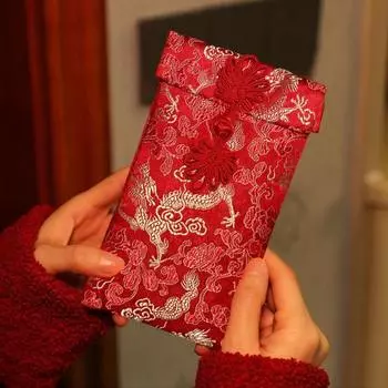 Красный конверт из искусственного шелка, китайская свадьба, красный карман, счастливые деньги, Хунбао B