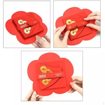 Красный конверт по китайскому лунному году, 10 слотов для денег, складывающийся подарок на удачу