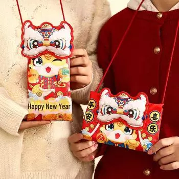 Красный конверт-сумка 2025 года «Год Змеи» — высококачественный, креативный кошелек для счастливых денег к празднику Весны. Peace and joy красный