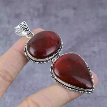 Красный лабрадорит драгоценный камень ручная работа 925 стерлингового серебра ювелирное изделие кулон 3.27 z6b16