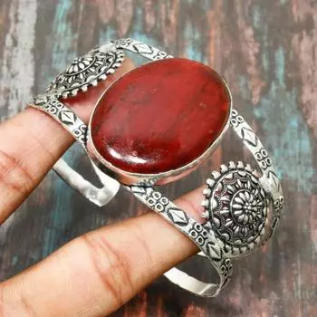 Красный лабрадорит драгоценный камень ручной работы браслет из стерлингового серебра 925 пробы регулируемые ювелирные изделия Adjustable красный