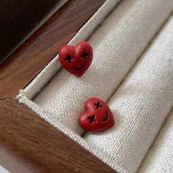 Красный Любовь Смайлик Дизайн Чувство Ниша Высокий Чувство Ретро Анкела Красный