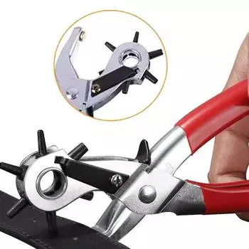 Красный многофункциональный вращающийся кожаный пробойник ручной инструмент для ремешка часов кожаный ремешок кожаный ремень дырокол плоскогубцы красный