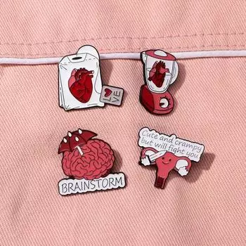 Красный мозг Сердце Мозг Серия Брошь из цинкового сплава цинковый сплав цинковый сплав Внутренние органы человека Брошь Значок на шляпе Style D