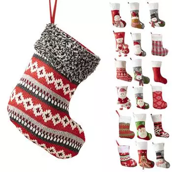 Красный мультяшный тканевый подарочный пакет рождественская подвеска елочные украшения рождественские чулки украшение для вечеринки One Size