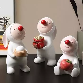 Красный нос Богатый кролик украшение стола смоляная кукла новоселье подарок гостиная веранда телевизор винный шкаф украшение