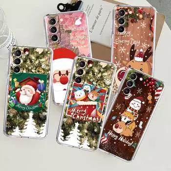 Красный нос лося Санта-Клауса прозрачный чехол для Samsung Galaxy S22 S20 FE S21 S10 S9 Plus Note 20 Ultra 10 Lite прозрачный чехол для телефона Samsung S20 FE 5G