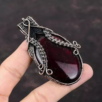 Красный огненный лабрадорит кулон медная проволока обернутый драгоценный камень ювелирные изделия медный кулон ручной работы в стиле бохо проволочная обертка кулон подарок для него