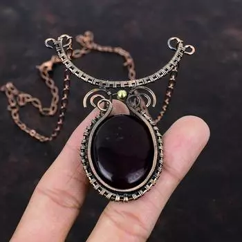 Красный Огненный Лабрадорит Медное Ожерелье Ювелирные Изделия из Медной Проволоки Регулируемое Ожерелье Ручной Работы Ювелирные Изделия Из Драгоценных Камней Для Подарка Ожерелье Из Проволоки