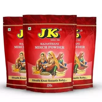 Красный перец чили JK Rajasthani – премиальный острый и ароматный перец чили для настоящего вкуса, 250 г (Пакет из 3)
