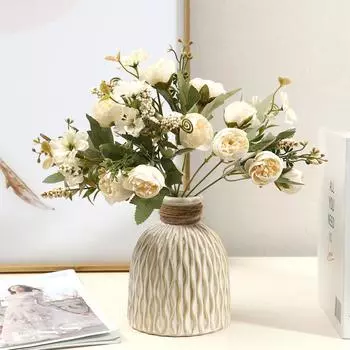 Красный пион цветок имитация цветов украшение для дома гостиная стол искусственные цветы реквизит цветочные украшения 30cm белый