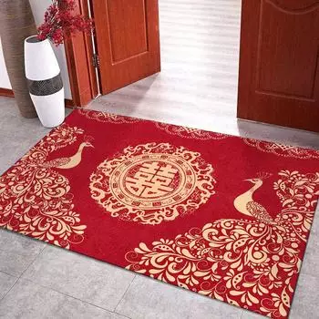 Красный праздничный новогодний коврик, водопоглощающий и противоскользящий коврик для ног, новый дом для дома, грязеотталкивающий коврик для входной двери 50*80cm