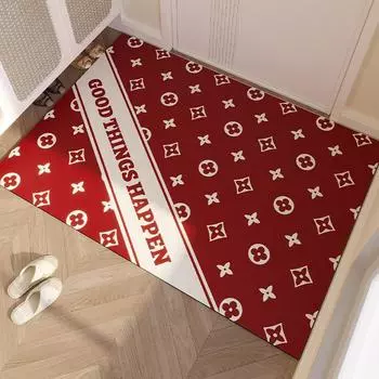 Красный праздничный розовый коврик для входной двери, коврик для входной двери, нескользящий коврик для входа, можно протирать, чистый ковер 45*75