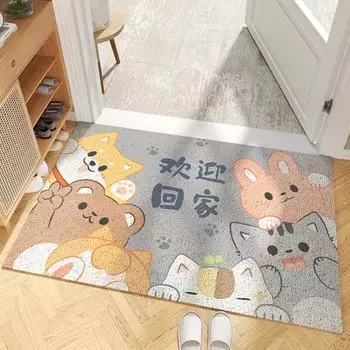 Красный праздничный входной шелковый коврик для пола, мультяшный коврик для входной двери, нескользящий коврик для входной двери, коврик для ног из ПВХ 45*75cm