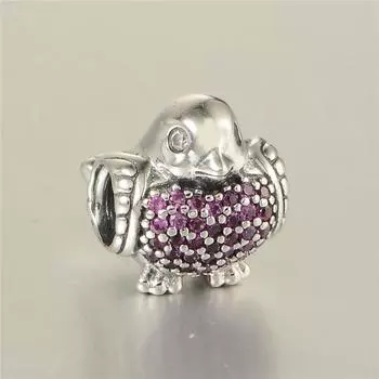 Красный Робин Кристалл Птица Подвески Бусины Подходит Западные Подвески Серебро 925 Подарок Подходит Серебряные Браслеты-Подвески Для Женщин Мужчин Ювелирные Изделия