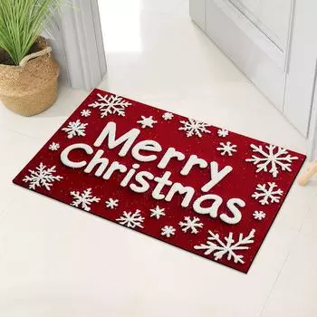 Красный рождественский дверной коврик Golden Blessing Festival - нескользящий и устойчивый к пятнам ковер для декора, подходит для гостиной 45x75cm