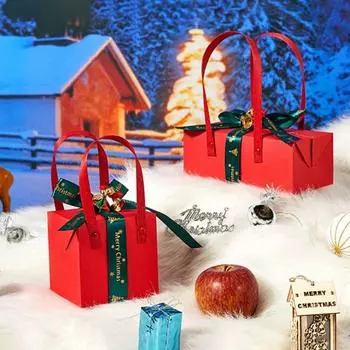 Красный рождественский подарочный пакет бумажная подарочная упаковка сумочка креативная рождественская подарочная коробка для конфет подарочная коробка 5Pcs S Type