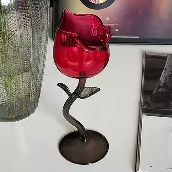 Красный розовый бокал французский винный кубок подсвечник бокал для розового вина художественные изделия ручной работы зелёный