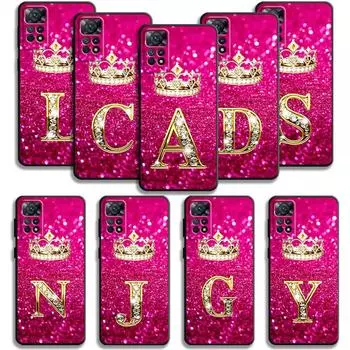 Красный, розовый, золотой, с бриллиантами, Королевская Корона, буква для Xiaomi Redmi Note 11t 11s 11 10 8 Pro 9 9s 9t 8t для Mi 10 8 9a 9c 10c 12c K60 Shell For Redmi Note11T 5G