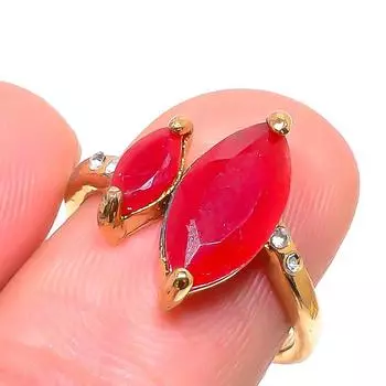 Кольцо с натуральным красным рубином, этническое ювелирное изделие ручной работы, размер 7 W2j60