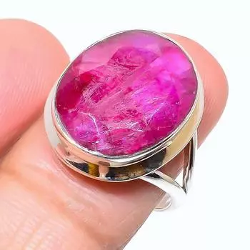 Красный Рубин(Смоделированный) Ювелирное кольцо ручной работы из стерлингового серебра 925 пробы с драгоценным камнем S.9 g7J01