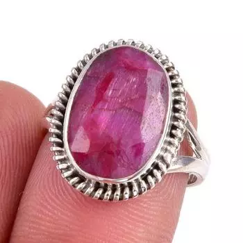 Красный Рубин(Смоделированный) Кольцо из серебра 925 пробы с драгоценными камнями ручной работы S.6 u4c15