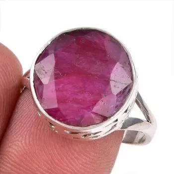 Красный Рубин(Смоделированный) Кольцо из серебра 925 пробы с драгоценными камнями ручной работы S.10 t6f42