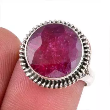 Красный Рубин(Смоделированный) Подарочное кольцо из серебра 925 пробы с драгоценными камнями ручной работы S.6.5 d5w71