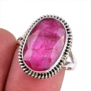 Красный Рубин(Смоделированный) Подарочное кольцо из серебра 925 пробы с драгоценными камнями ручной работы S.8.5 Q6k85