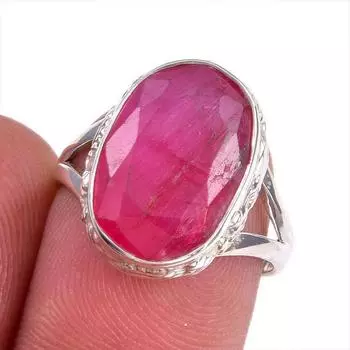 Красный Рубин(Смоделированный) Подарочное кольцо из серебра 925 пробы с драгоценными камнями ручной работы S.6.5 z4J26