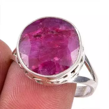 Красный Рубин(Смоделированный) Подарочное кольцо из серебра 925 пробы с драгоценными камнями ручной работы S.9.5 D9w56