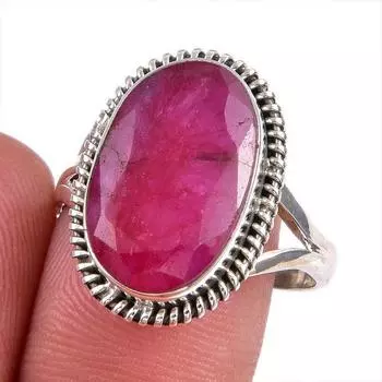 Красный Рубин(Смоделированный) Подарочное кольцо из серебра 925 пробы с драгоценными камнями ручной работы S.9.5 l1r12