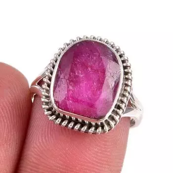 Красный Рубин(Смоделированный) Подарочное кольцо из серебра 925 пробы с драгоценными камнями ручной работы S.6.5 N4z51