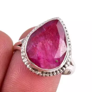Красный Рубин(Смоделированный) Подарочное кольцо из серебра 925 пробы с драгоценными камнями ручной работы S.9.5 b5g55