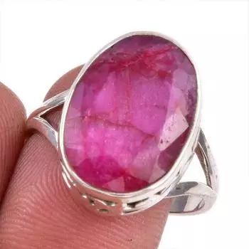 Красный Рубин(Смоделированный) Подарочное кольцо из серебра 925 пробы с драгоценными камнями ручной работы S.9.5 D6m32