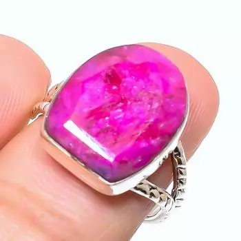 Красный Рубин(Смоделированный) Подарочное кольцо ручной работы из стерлингового серебра 925 пробы с драгоценным камнем S.7.5 C1W76