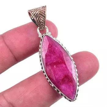 Красный Рубин(Смоделированный) Подвеска из серебра 925 пробы с драгоценными камнями ручной работы 2 дюйма E4Z55