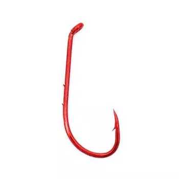 Красный рыболовный крючок с изогнутым глазком и шипами на хвостовике для держателя наживки для червей Snell #2