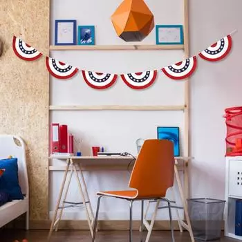 Красный Синий Белый Круглые гирлянды 4 июля День независимости Баннер с полосками Украшения для патриотической вечеринки Украшения для Дня памяти белый