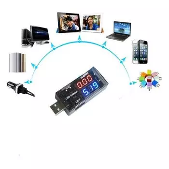 Красный + синий двойной USB-детектор зарядки напряжения, тестер, вольтметр, амперметр, зарядное устройство, доктор