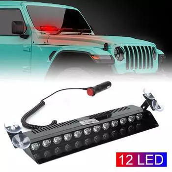 Красный Синий Полицейские огни Автомобильный стробоскоп Вилка прикуривателя Сигнальная лампа на лобовое стекло Аварийная мигалка 12 В 12 светодиодов Несколько режимов мигания Red Blue
